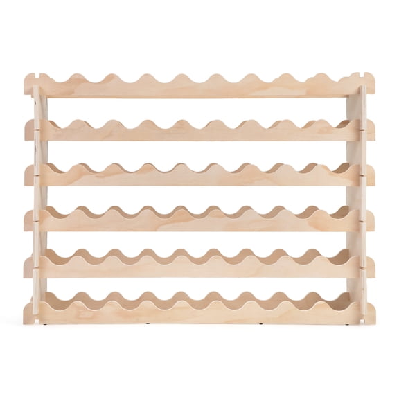 54-Bottle Modular Wine Rack, Stackable Freestanding Wood Wine Storage Cube for Home Bar, Kitchen or Cellar, Natural Finish