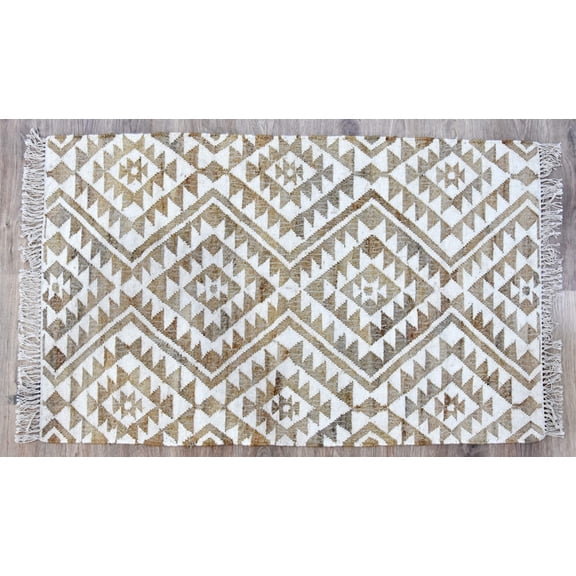 Timbergirl Kilim Beige Jute and Wool Handmade Rug