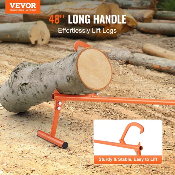 Timberjack,48 in,Heavy Duty Log Lifter with Metal Handle,Log Roller with Adjustable Cant Hook,Logging Tools Log Jack for Logs Ups to 15"Dia,Timber Jack for Rolling Cutting Lifting Logs