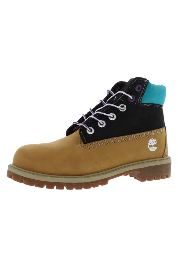 6 Inch Waterproof Boot GS Boys Shoes Size 2, Color: Wheat/Nubuck/Blue