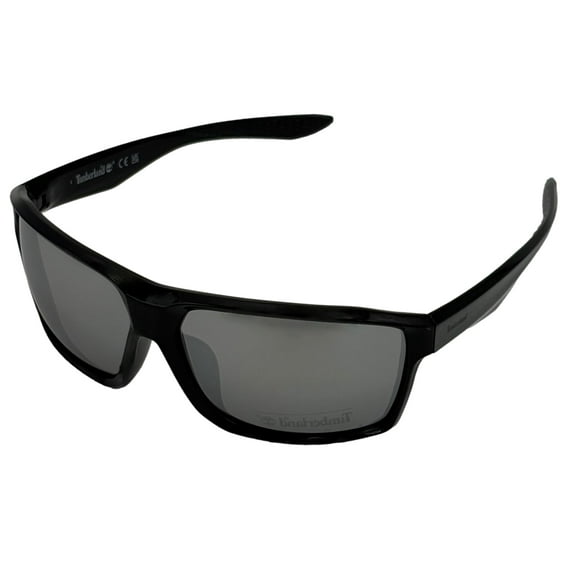 Timberland Black Mens Plastic Rectangle Sunglass, Silver Flash Lens TB7235 1C