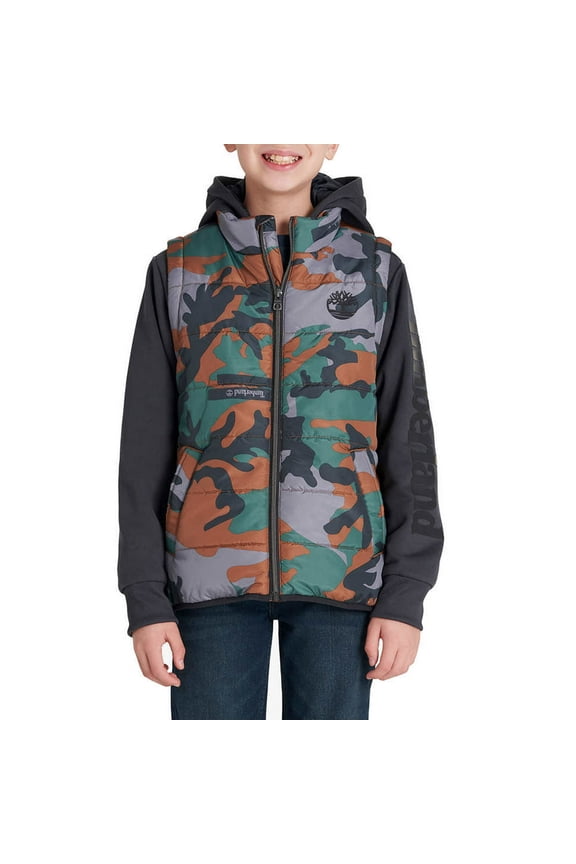 Boys' Kid Hybrid Camo Hooded Mid-Weight Performance Jacket, Big Boys Large 14/16
