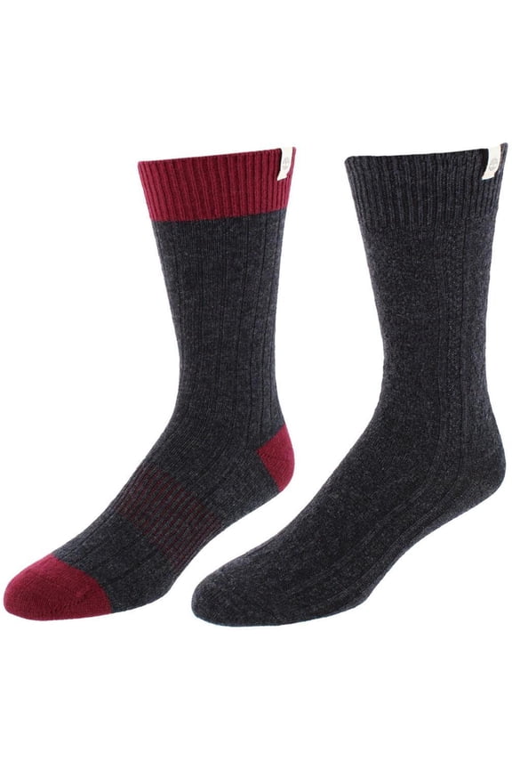 Cable Knit Comfort Wool Blend Socks (2 Pair) (Men)