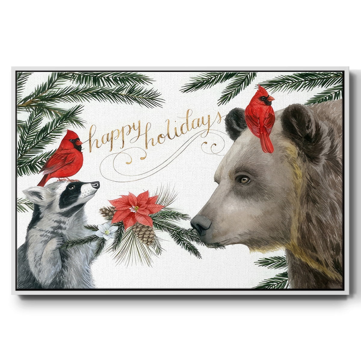 Timberland Christmas Collection A - Framed Gallery Wrapped Holiday Canvas - 17 x 25 - White Frame