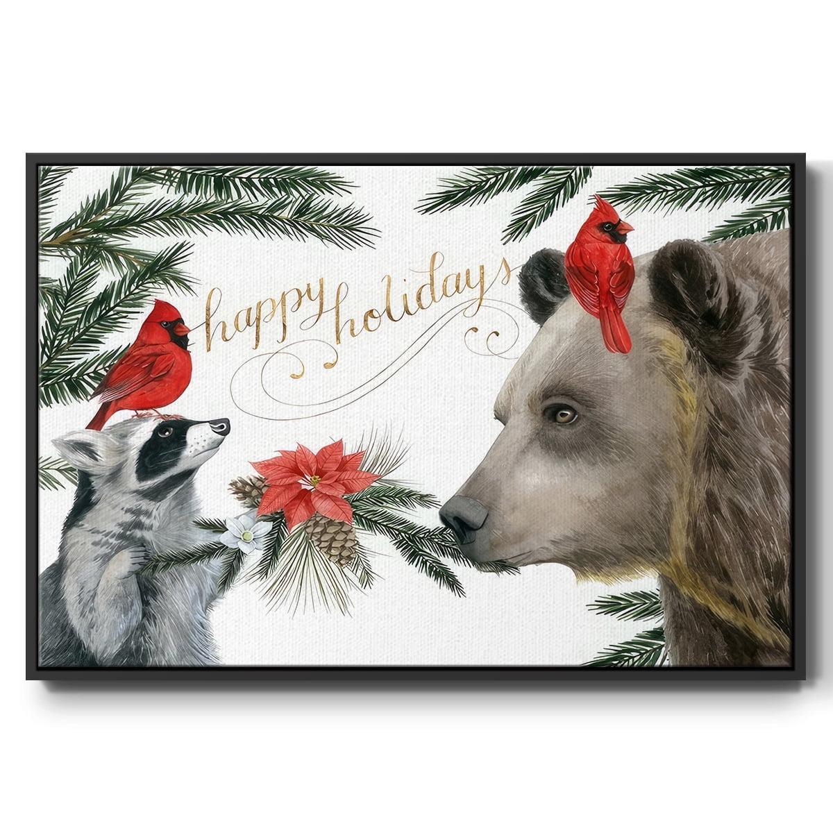 Timberland Christmas Collection A - Framed Gallery Wrapped Holiday Canvas - 25 x 37 - Black Frame