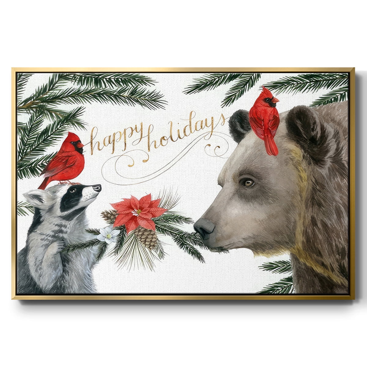 Timberland Christmas Collection A - Framed Gallery Wrapped Holiday Canvas - 25 x 37 - Gold Frame