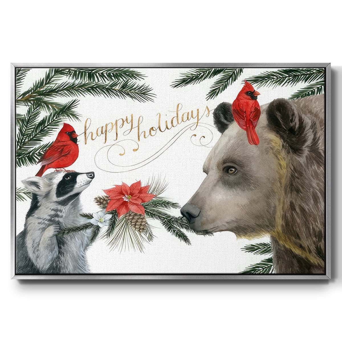 Timberland Christmas Collection A - Framed Gallery Wrapped Holiday Canvas - 25 x 37 - Silver Frame