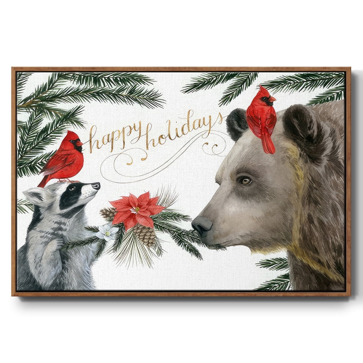 Timberland Christmas Collection A - Framed Gallery Wrapped Holiday Canvas - 27 x 41 - Rosewood Frame