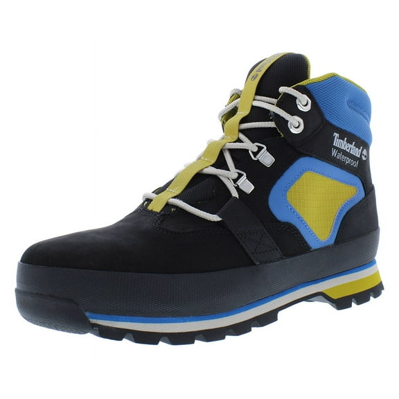 Timberland Euro Hiker Waterproof Mid Hiker Mens Shoes Size 11, Color: Black Nubuck/Yellow