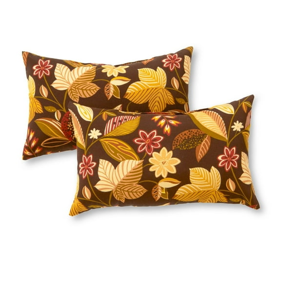 Russet Floral 19 x 12 in. Outdoor Rectangle Throw Pillow (Set of 2) by Greendale Home Fashions