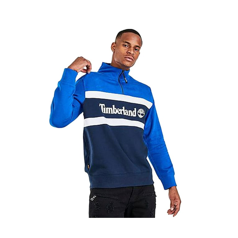 Timberland Funnel Neck Half-Zip Mens Active Sweatshirts Size L, Color:  Blue/Navy/White