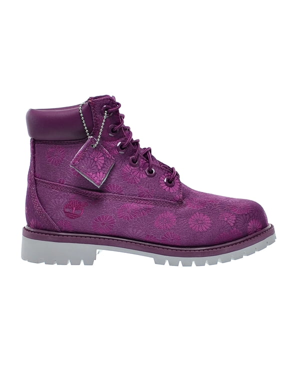 Kids Girl's 6 in Premium Waterproof Fabric Boot (Big Kid) Magenta Purple Floral Jacquard Boot 5 Big Kid M
