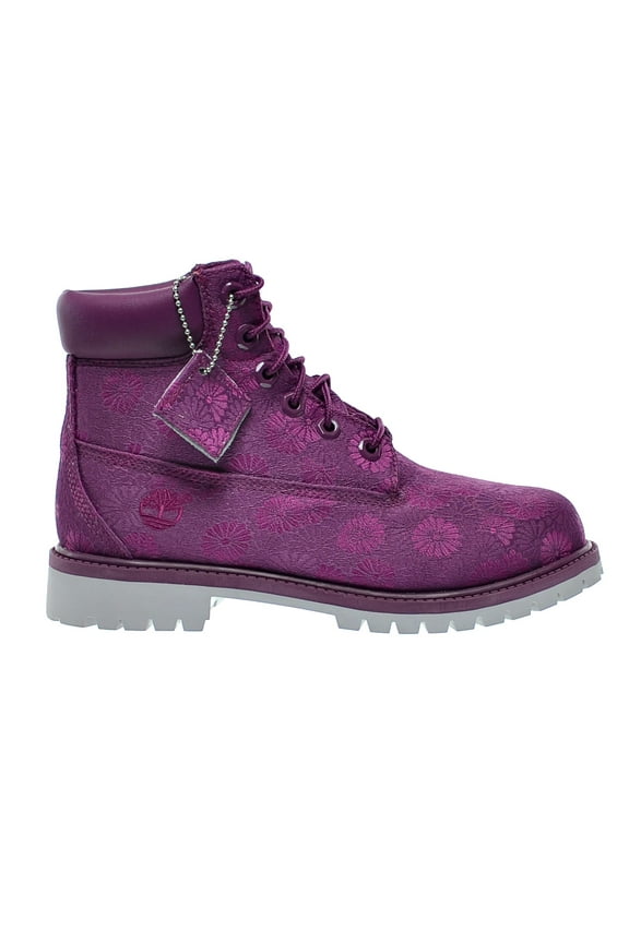 Kids Girl's 6 in Premium Waterproof Fabric Boot (Big Kid) Magenta Purple Floral Jacquard Boot 7 Big Kid M