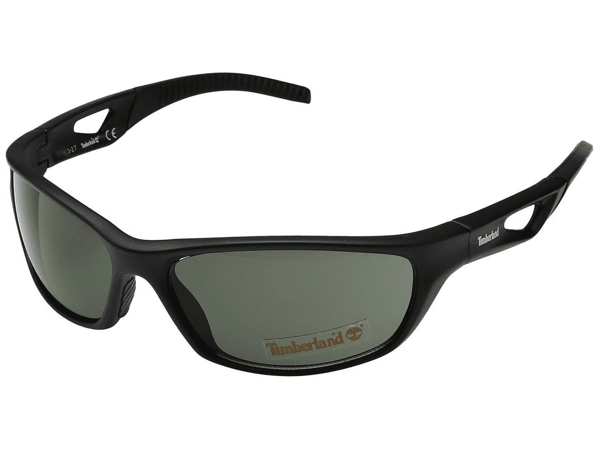 Timberland MATTE BLACK/GREEN Men's Rectangle Wrap Plastic Sunglasses