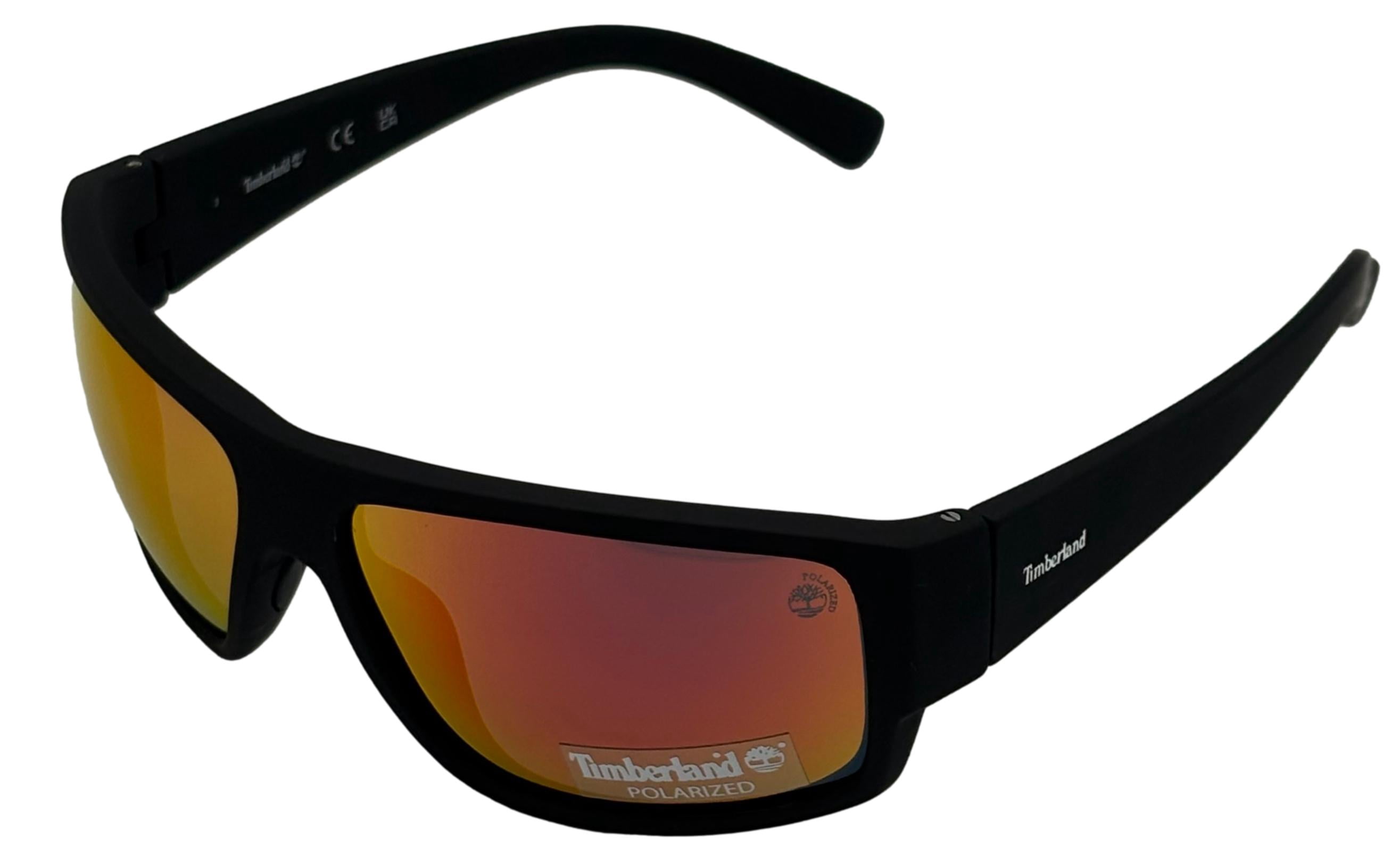 Timberland Matte Black Mens Plastic Rectangle Sunglass Polarized Lens TB7261. 5D