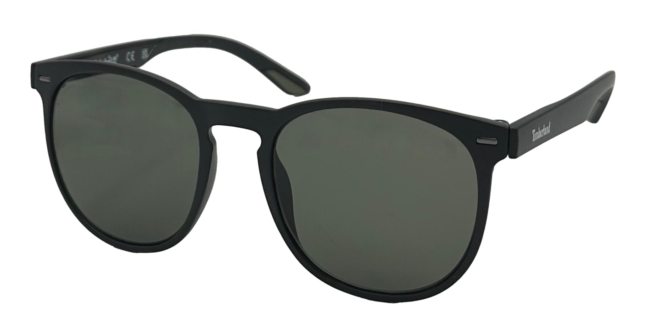Timberland Matte Black Mens Plastic Soft Square Sunglass, Green Lens TB7214 2N