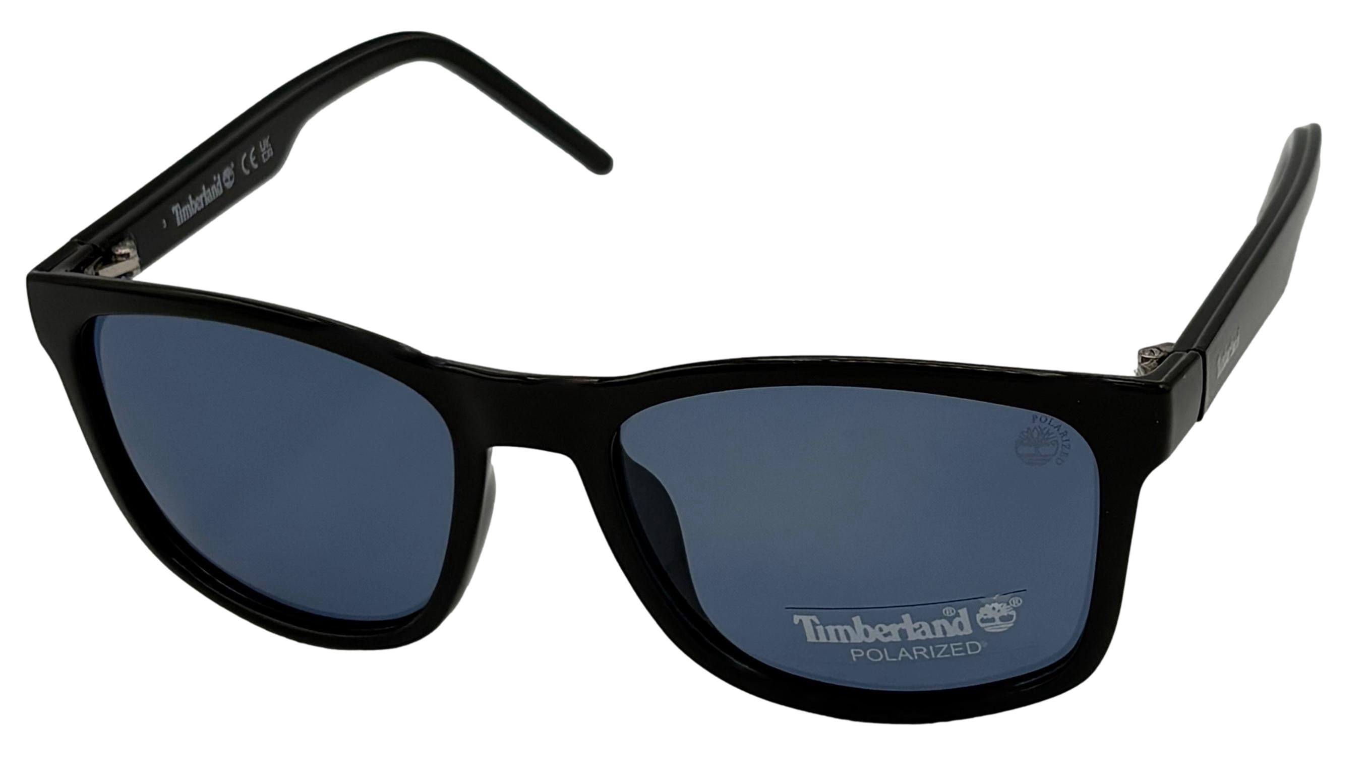 Timberland Polarized Lens Men's Square Sunglasses, Shiny Black