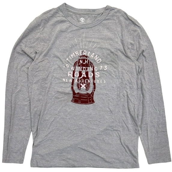 Timberland Men's 1973 Winding Roads New Adventures Long Sleeve Tee T-Shirt (Small, Heather Grey)