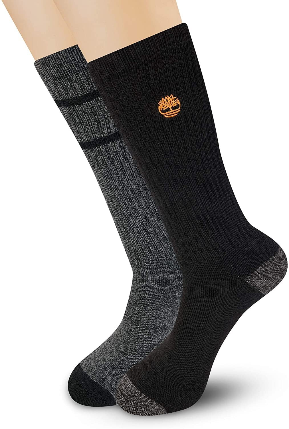 Timberland Men's 2-Pack Core Stripe Boot Socks, Black, One