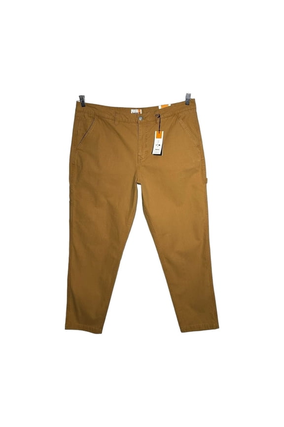 Men's Canvas Carpenter Pants 36x30 Wheat Stretch Fabric Relaxed Fit