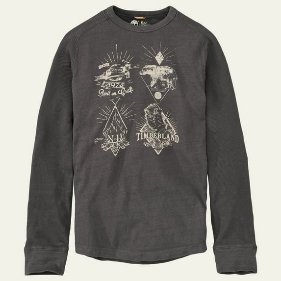 Timberland Men's Harrington River Waffle Thermal Long Sleeve Tee T-Shirt (Small, Charcoal)