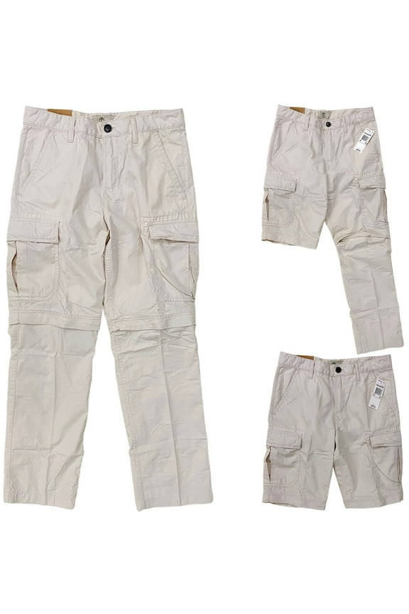 Men's Ivanhoe Lake Cargo Hiking Pants To Zip-Off Shorts (33 X 30, Off White)