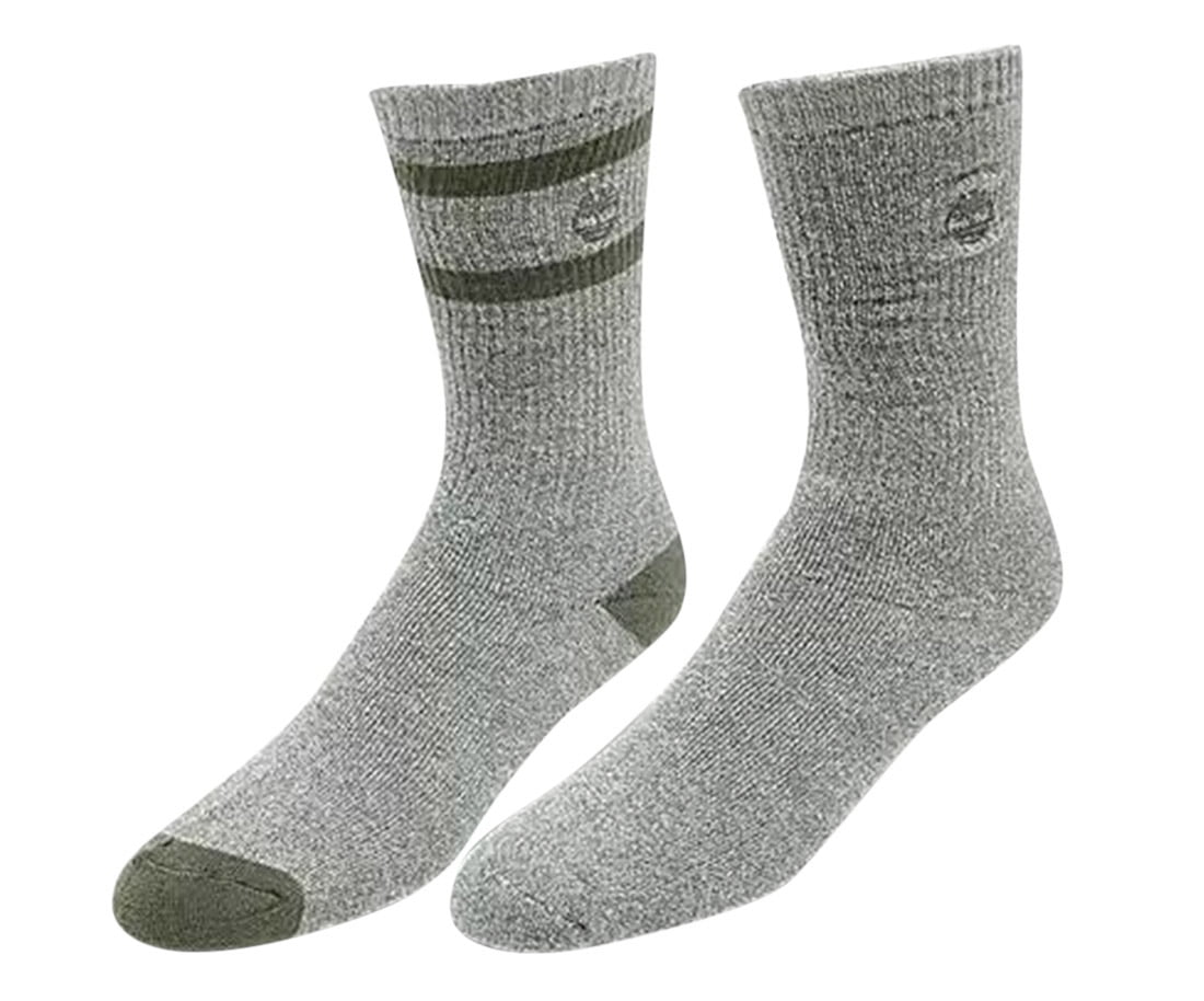 Timberland Men's Men's Marled Striped 2 Pack Boot Socks Gray