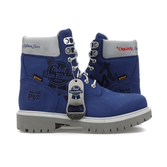 Timberland Men's PRO 6" Soft Toe Work Boot Pabst Blue Ribbon Blue Nubuck, from StockX