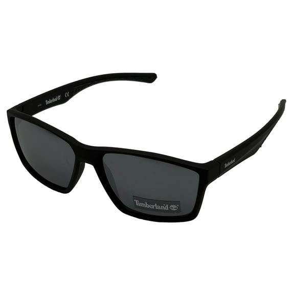 Timberland Matte Black Plastic Men's Rectangle Sunglasses, Matte Black