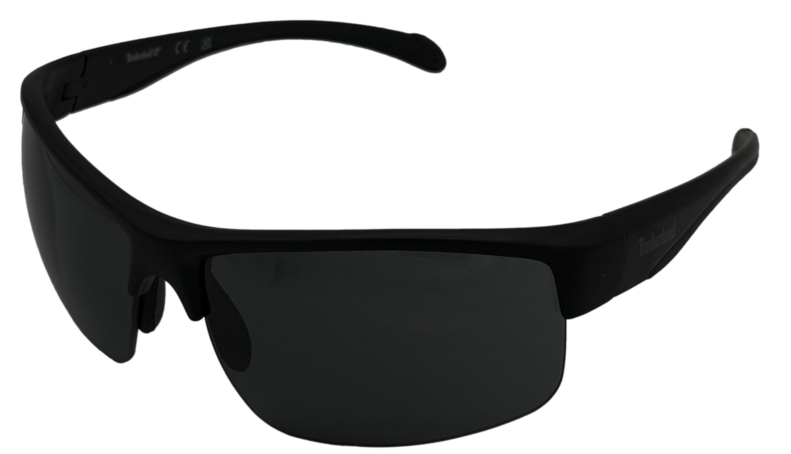 Timberland Men's Rectangle Rimless Wrap Plastic Sunglasses, Matte Black