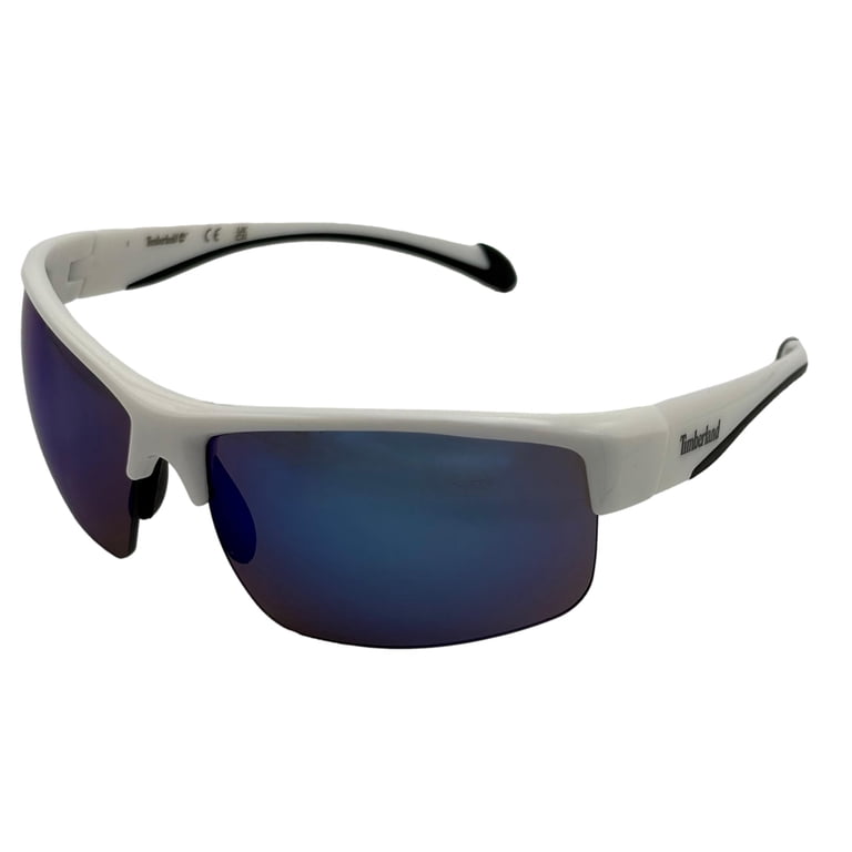 Timberland Mens Rectangle Rimless Wrap White Plastic Sunglass