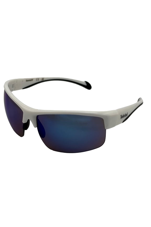 Mens Rectangle Rimless Wrap White Plastic Sunglass, TB7293. 21C