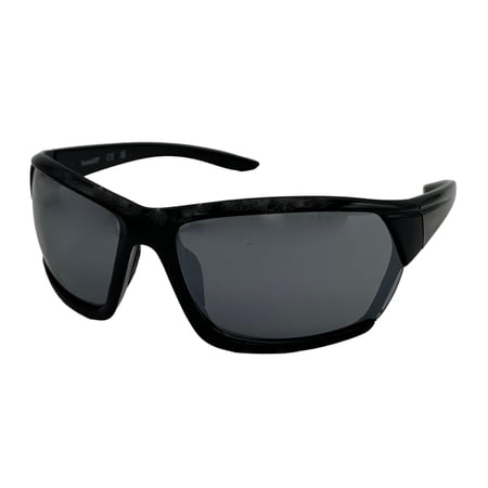 Timberland Mens Shiny Black Plastic Rectangle Wrap Sunglass Smoke Lens TB7278 1A