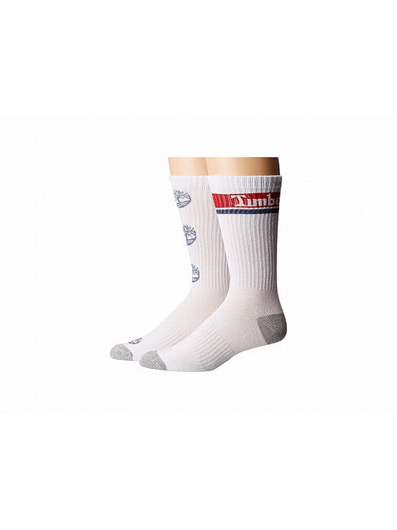 Mens Socks One 2 Pack Logo Pattern Crew Cut $21 White One Size
