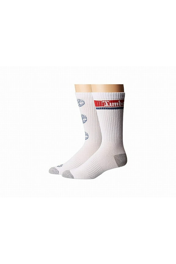 Mens Socks One 2 Pack Logo Pattern Crew Cut $21 White One Size