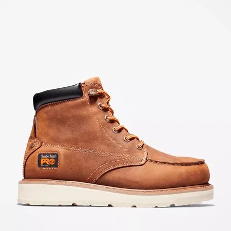 Timberland PRO Men's Gridworks 6-Inch Soft Toe Waterproof Industrial Wedge Work Boot, Golden Brown, Size M 12