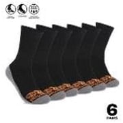 Timberland PRO Moisture Control Mens Crew Socks with Arch Support and Cushioned Footbed 6 Pairs - BLACK