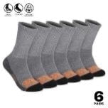 Timberland PRO Moisture Control Mens Crew Socks with Arch Support and Cushioned Footbed 6 Pairs - Heather GRAY