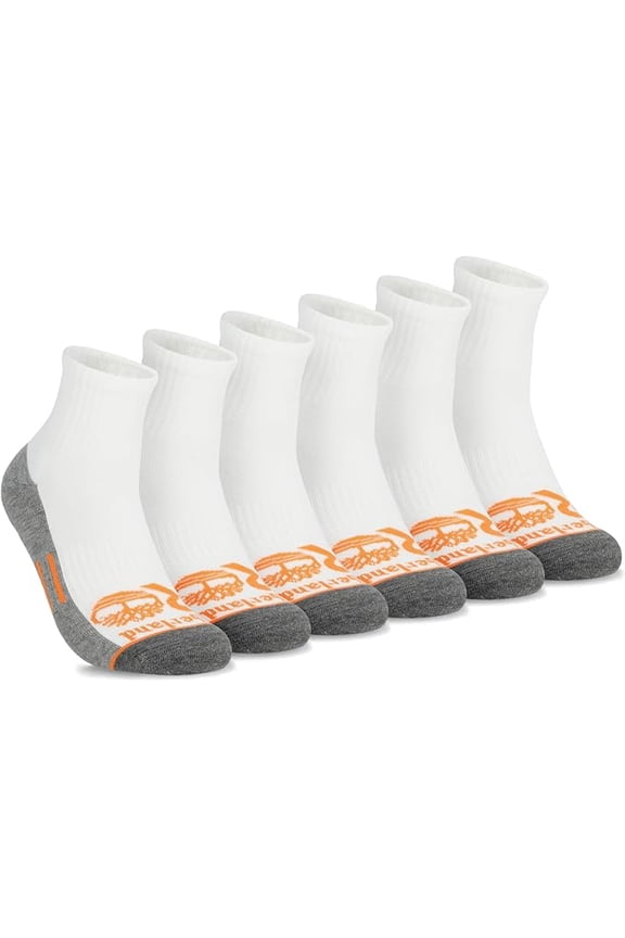 Moisture Control Mens High Quarter Socks with Arch Support and Cushioned Footbed (6 Pairs) - WHITE