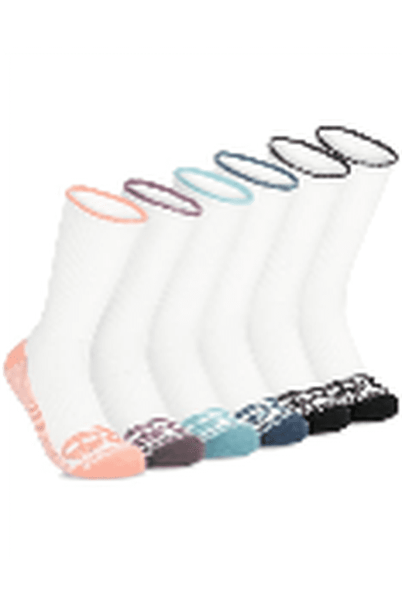 Moisture Control Womens Crew Socks with Arch Support and Cushioned Footbed (Sizes 6-11; 6 Pairs)