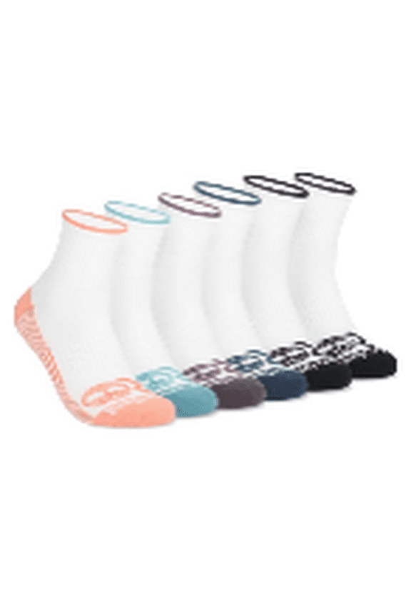 Moisture Control Womens Quarter Socks with Arch Support and Cushioned Footbed (Sizes 6-11; 6 Pairs)