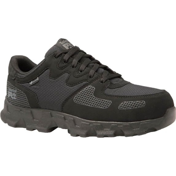 timberland pro men's powertrain alloy toe esd low work shoe, black synthetic/ripstop nylon, 12 m us