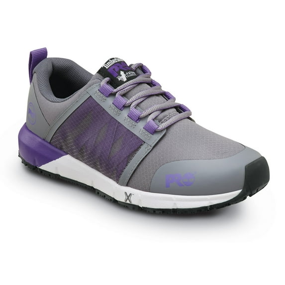 Timberland PRO Radius, Women's, Steel Grey/Royal Purple, Soft Toe, EH, MaxTRAX Slip Resistant, Athletic, Work Shoe (9.5 M)
