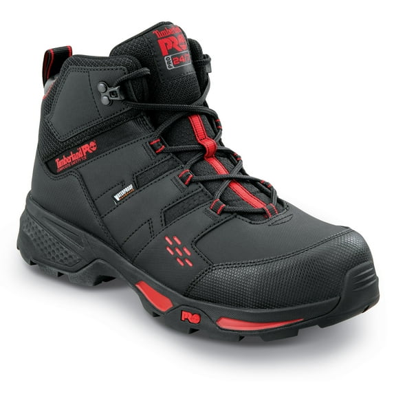 Timberland PRO Switchback LT, Men's, Black/Red, Comp Toe, EH, WP, Hiker Work Boot (10.0 M)