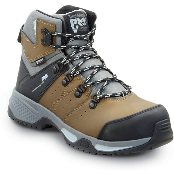 Timberland PRO Switchback, Women's, Brown/Blue Pop, Comp Toe, EH, WP, MaxTRAX Slip-Resistant Work Hiker (8.5 W)