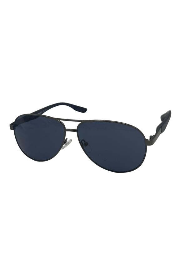 Men's Dark Nickeltin Metal Aviator Blue Lens Sunglasses, TB7272, 6V