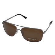 Timberland Sunglass Mens Silver Metal Rectangle Aviator, Smoke Lens TB7202 8H