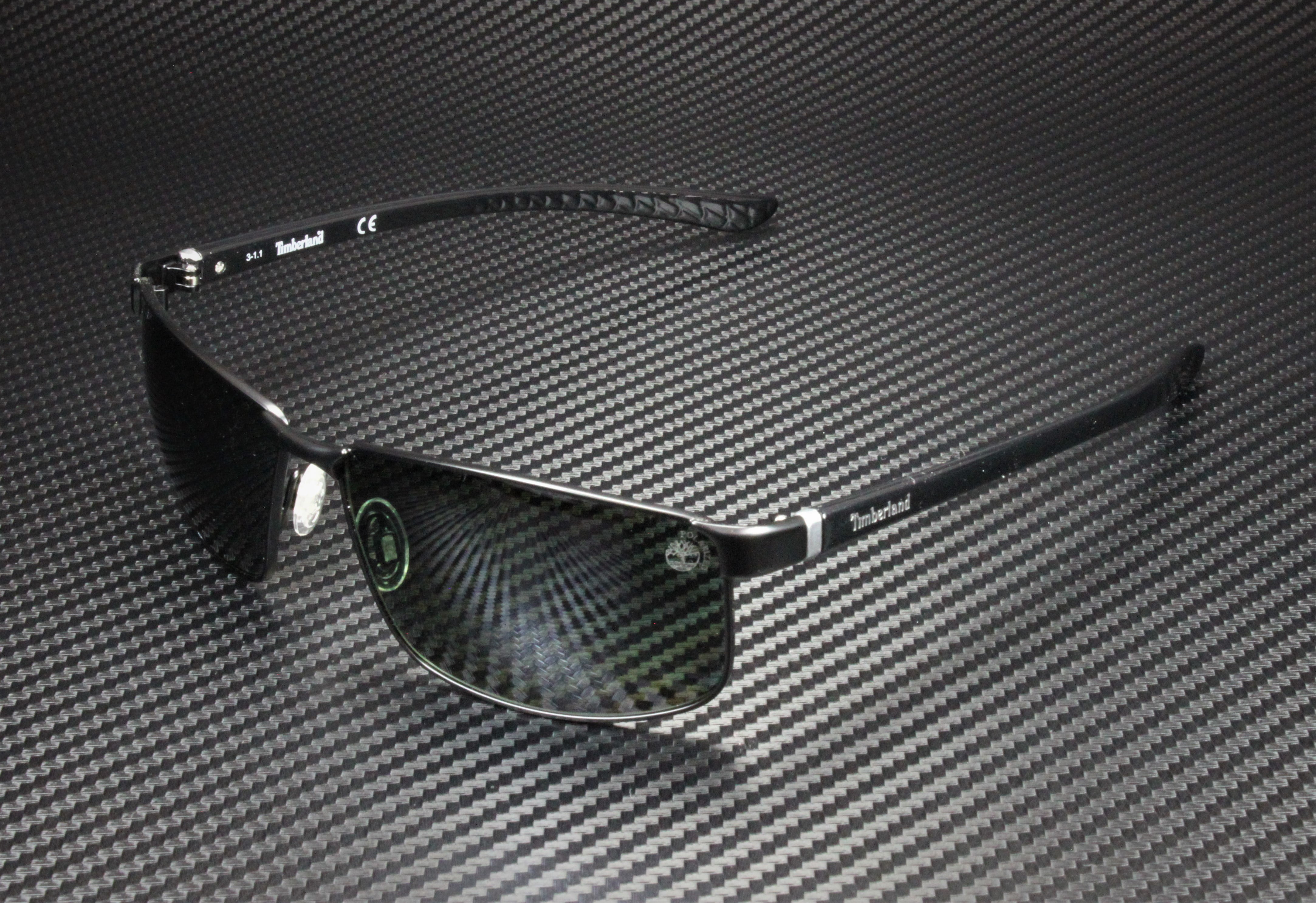 Timberland TB9035 02R Matte Black Green Polarized Metal 61 mm Men's Sunglasses