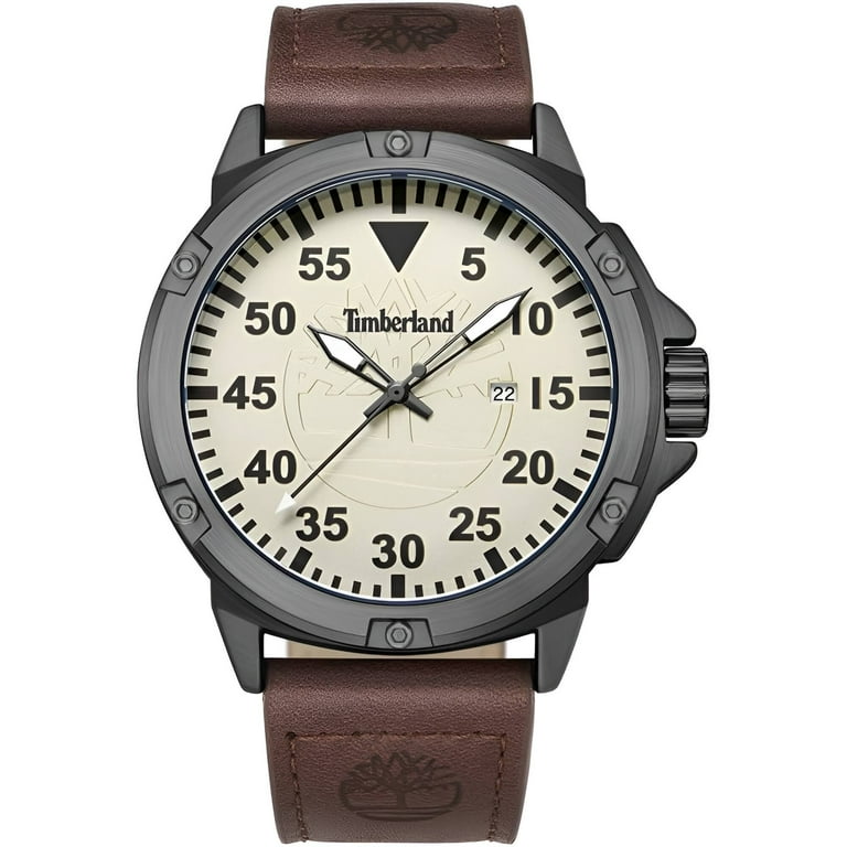 Timberland TDWGB9002802 Men s Cream Dial Brown Strap Quartz Watch Walmart