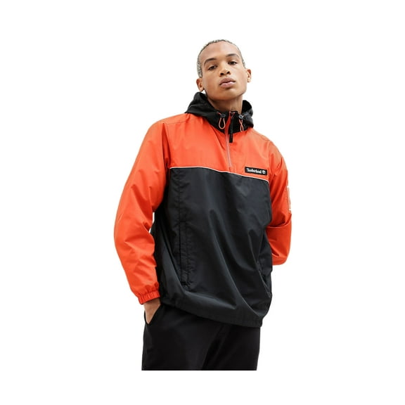Timberland Windbreaker Half Zip Mens Jackets Size S, Color: Orange/Black